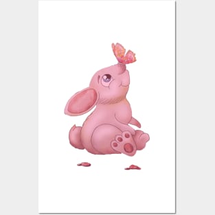 cute illustration - pink bunny design Posters and Art